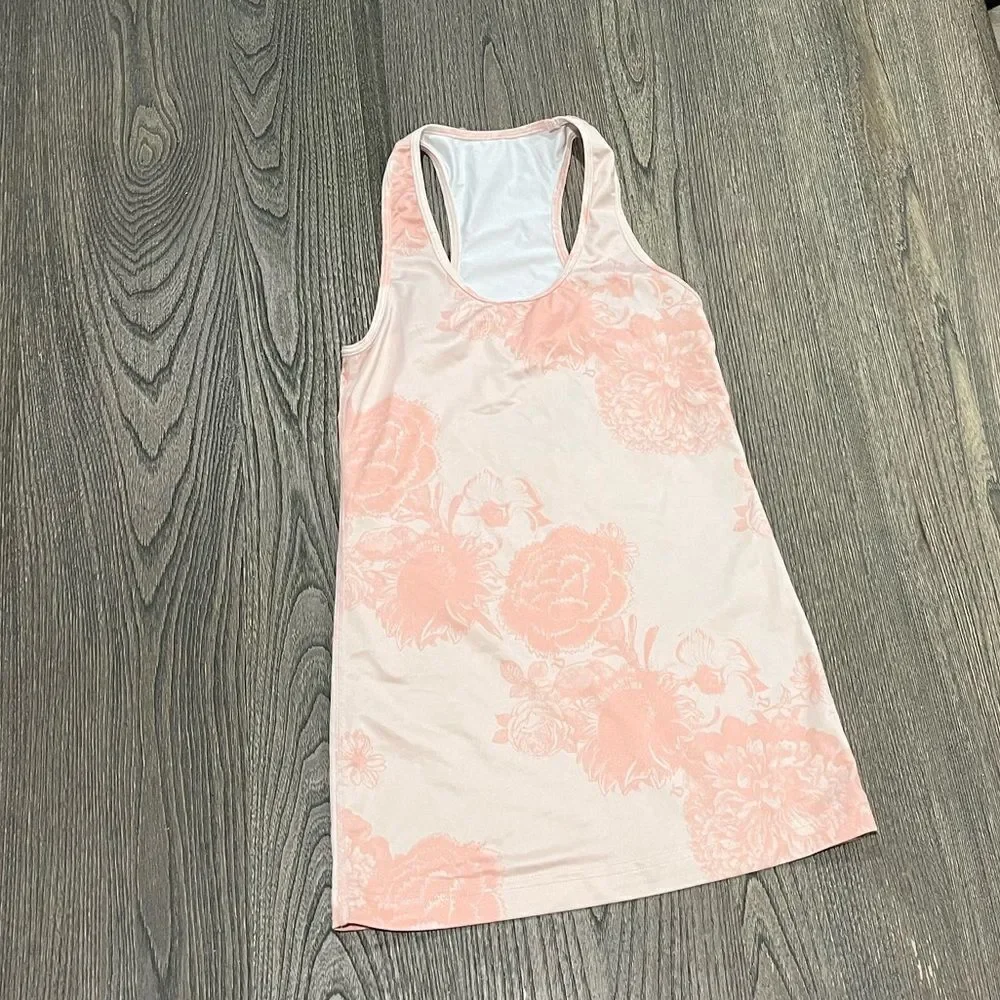 Lululemon Cool Racerback Tank Light Floral Rose Pink Active Workout Sz M